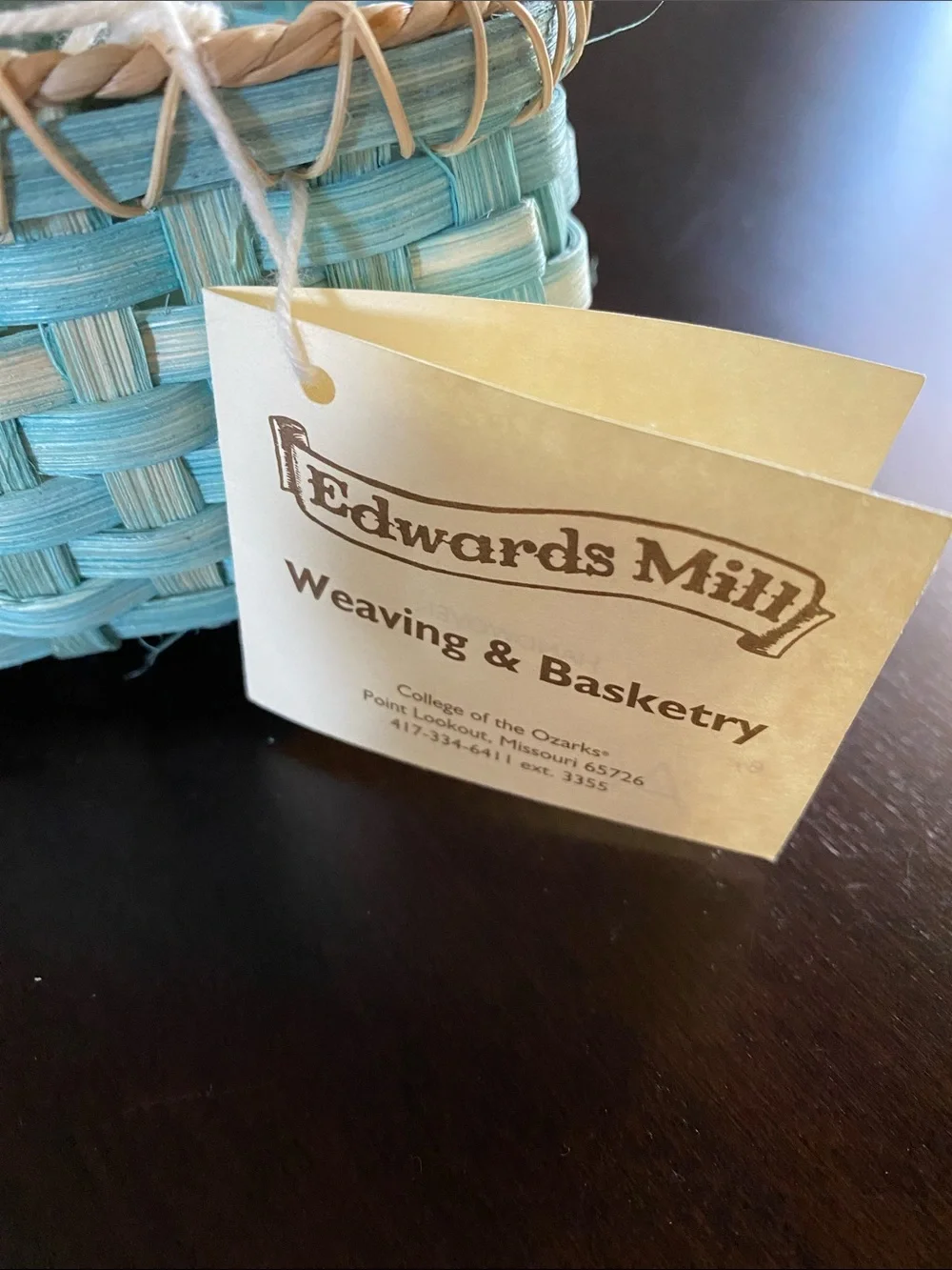 Turquoise Handwoven Square Accent Miniature Basket